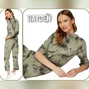 Hayden Garment Tye Dye Jumpsuit Size Small NWT Color Green & White
